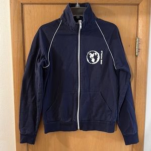 American Apparel Women’s One World Full Zip Sweatshirt Blue White Size Small